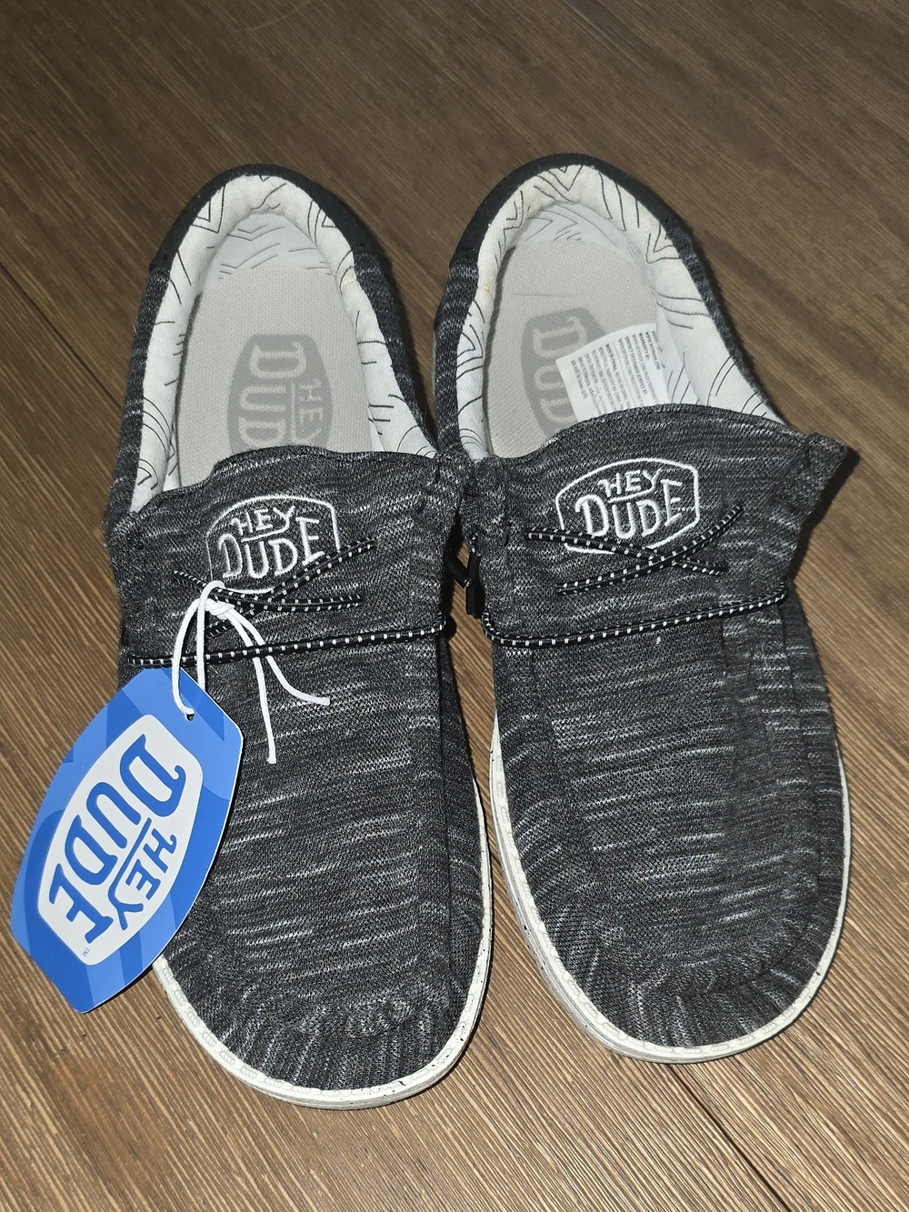 NWT Youth Hey Dude Charcoal Knit Slip-On Shoes